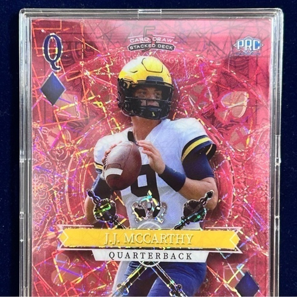 J.J. McCarthy PRC Card 2/2 Wild Card Stacked Deck Queen Diamonds